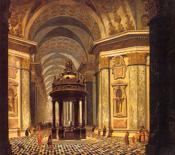 Wilhelm Schubert van Ehrenberg Church Interior Norge oil painting art